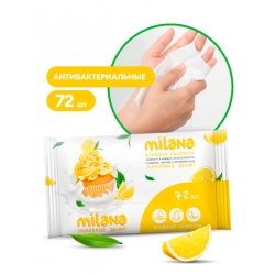 Влажные антибактериальные салфетки Grass Milana «Лимонный десерт», 72шт 