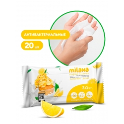 Влажные антибактериальные салфетки Grass Milana «Лимонный десерт», 20шт